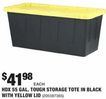 The Home Depot HDX 55 Gal. Tough Storage Tote In Black With Yellow LID offer