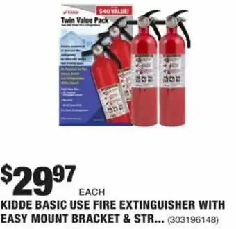The Home Depot Kidde Basic Use Fire Extinguisher With Easy Mount Bracket & Strap offer