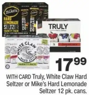 Truly, White Claw Hard Seltzer Or Mike's Hard Lemonade Seltzer