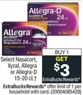 CVS Nasacort,Xyzal, Allegra Or Allegra-D offer