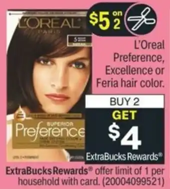 CVS L'Oreal Preference, Excellence Or Feria Hair Color offer
