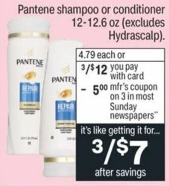 CVS Pantene Shampoo Or Conditioner 12-12.6 oz offer
