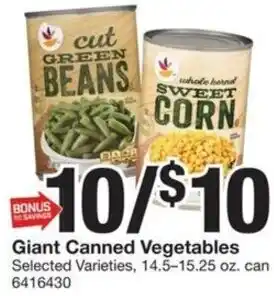 Giant Food Giant Canned Vegetables offer