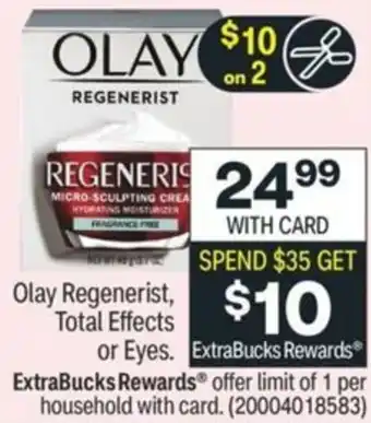 CVS Olay Regenist, Total Effects Or Eyes offer