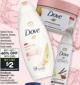 CVS Degree, Suave, Schmidt's Deodorant, Dove Hand Or Body Wash offer