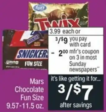 CVS Mars Chocolate Fun Size 9.57-11.5 oz offer