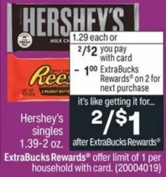 CVS Hershey's Singles 1.39-2 oz offer