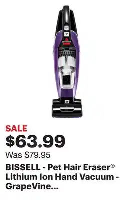 Best Buy BISSELL - Pet Hair Eraser Lithium Ion Hand Vacuum - GrapeVine Purple & Black Accents offer