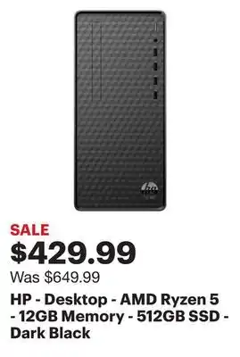 Best Buy HP - Desktop - AMD Ryzen 5 - 12GB Memory - 512GB SSD - Dark Black offer