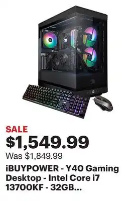Best Buy iBUYPOWER - Y40 Gaming Desktop - Intel Core i7 13700KF - 32GB Memory - NVIDIA GeForce RTX 4070 12GB - 1TB NVMe SSD - Black offer