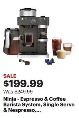 Best Buy Ninja - Espresso & Coffee Barista System, Single Serve & Nespresso, with 12-Cup Carafe, 4 Styles with Ristretto - Black offer