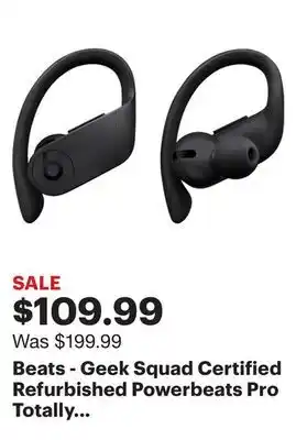 Best Buy Beats - Geek Squad Certified Refurbished Powerbeats Pro Totally Wireless Earphones - Black offer