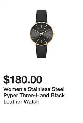 Belk Women's Stainless Steel Pyper Three-Hand Black Leather Watch offer