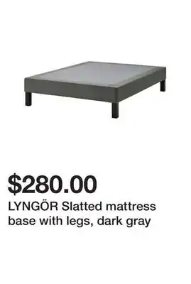 Ikea LYNGÖR Slatted mattress base with legs, dark gray offer