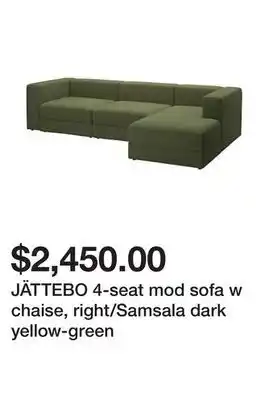 Ikea JÄTTEBO 4-seat mod sofa w chaise, right/Samsala dark yellow-green offer