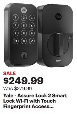 Best Buy Yale - Assure Lock 2 Smart Lock Wi-Fi with Touch Fingerprint Access - Black Suede offer