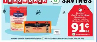 Vons Lucerne Chunk or Shredded Cheese offer