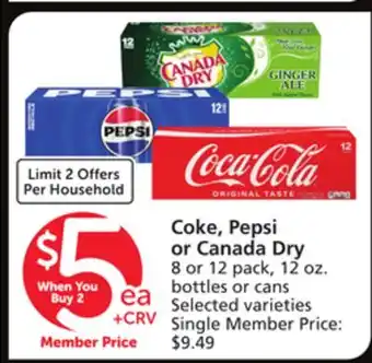 Vons Coke, Pepsi or Canada Dry offer