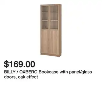 Ikea BILLY / OXBERG Bookcase with panel/glass doors, oak effect offer