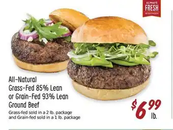 Sprouts Farmers Market All-Natural Grass-Fed 85% Lean or Grain-Fed 93% Lean Ground Beef offer