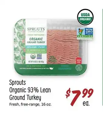 Sprouts Farmers Market Sprouts Organic 93% Lean Ground Turkey offer