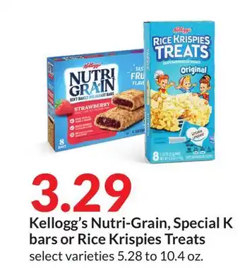 Hy-Vee Kellogg's Nutri-Grain, Special K bars or Rice Krispies Treats offer