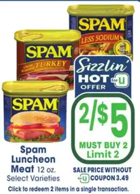 Jewel-Osco Spam Luncheon Meat offer