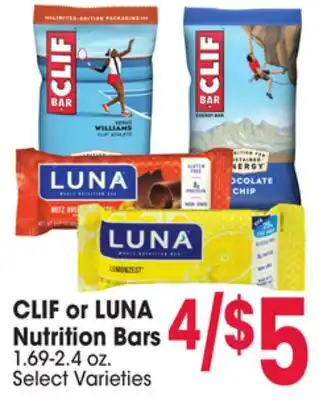 Jewel-Osco CLIF or LUNA Nutrition Bars offer