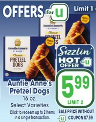 Jewel-Osco Auntie Anne's Pretzel Dogs offer