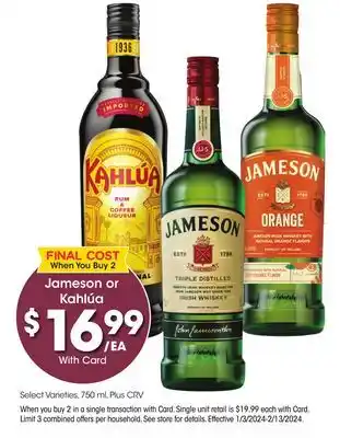 Ralphs Jameson or Kahlúa offer