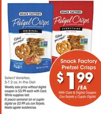 Ralphs Snack Factory Pretzel Crisps offer