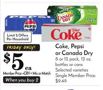 Pavilions Coke, Pepsi or Canada Dry offer
