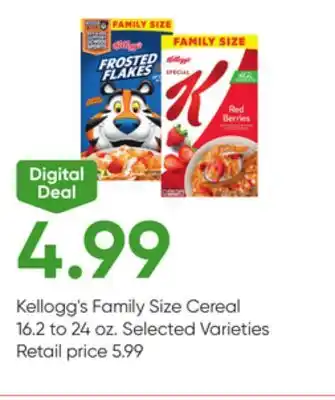 Stater Bros Kellogg's Family Size Cereal offer