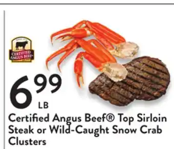 Fresh Thyme Certified Angus Beef Top Sirloin Steak or Wild-Caught Snow Crab Clusters offer