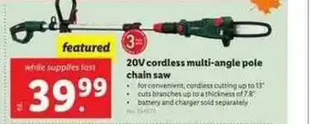 Lidl 20v Cordless Multi-angle Pole Chain Saw offer