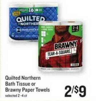 Lowes Foods Quilted Northern Bath Tissue Or Brawny Paper Towels offer