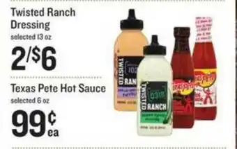 Lowes Foods Twisted Ranch Dressing, Texas Pete Hot Sauce offer