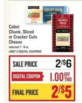 Lowes Foods Cabot Chunk, Sliced Or Cracker Cuts Cheese offer