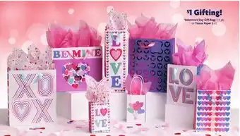 Family Dollar Valentine's Day Gift Bags 1-4 pk. or Tissue Paper 6 ct offer