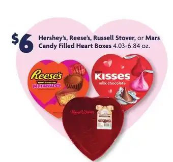 Family Dollar Hershey's, Reese's, Russell Stover, or Mars Candy Filled Heart Boxes offer