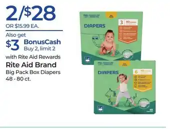 Rite Aid Rite Aid Brand Big Pack Box Diapers offer