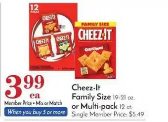 Pavilions Cheez-It Family Size Or Multi-Pack offer