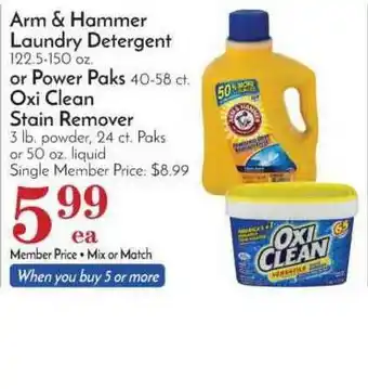 Pavilions Arm & Hammer Laundry Detergent Or Power Paks Oxi Clean Stain Remover offer