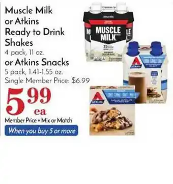 Pavilions Muscle Milk Or Atkins Ready To Drink Shakes Or Atkins Snacks offer
