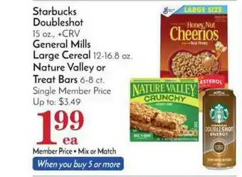 Pavilions Starbucks Doubleshot, General Mills Large Cereal, Nature Valley Or Treat Bars offer