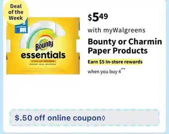 Walgreens Bounty or Charmin Paper Products offer