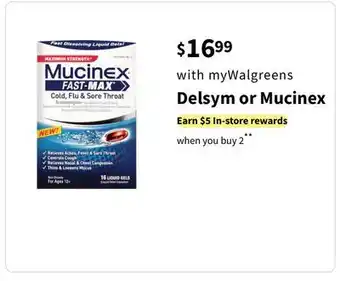 Walgreens Delsym or Mucinex offer