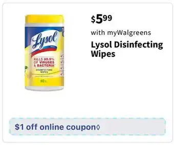 Walgreens Lysol Disinfecting Wipes offer