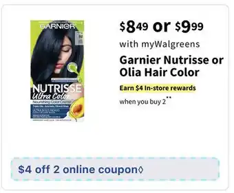 Walgreens Garnier Nutrisse or Olia Hair Color offer