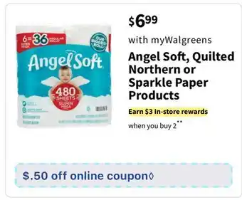 Walgreens Angel Soft, Quilted Northern or Sparkle Paper Products offer